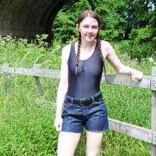 DungeonMasterOne: Wet Denim Shorts: Chastity soaking wet in the river!