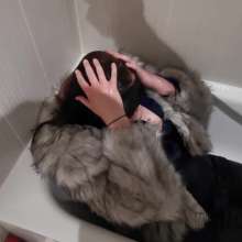 messy couple online: Wetlook Faux Fur Coat, Satin Blouse, Faux Leather