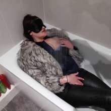 messy couple online: Wetlook Faux Fur Coat, Satin Blouse, Faux Leather