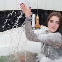 Wet Live Team: Anhelina Got Wet in Her Chic Dress and Ripped Her Sweater!
