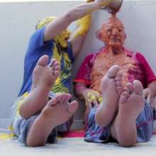 lovingmessy4you: Bare Feet and Two Very Slimed Guys