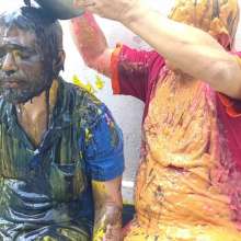 lovingmessy4you: Bare Feet and Two Very Slimed Guys