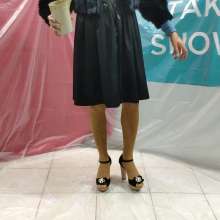 Wetlook Doll: Messy Formal Black Dress in Oil