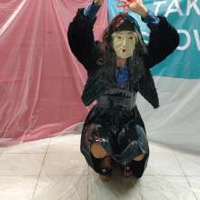 Wetlook Doll: Messy Formal Black Dress in Oil