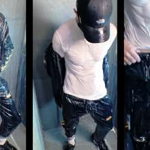 soakedguy: Wet Shiny PVC Trackies
