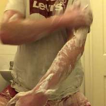 permamarka: Shaving Cream and Red Calvin's Covering