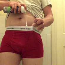 permamarka: Shaving Cream and Red Calvin's Covering