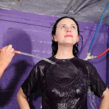 DungeonMasterOne: Wet Denim Shorts with Honeysuckle and Purity