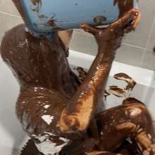 tinyblondefeet: Tiny blonde feet chocolate head dunking!