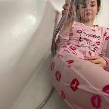 Wet Live Team: Anastasia Wet and Transparent Pajamas--hot Shower
