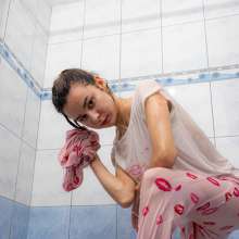 Wet Live Team: Anastasia Wet and Transparent Pajamas--hot Shower