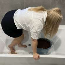 tinyblondefeet: Tiny blonde feet chocolate head dunking!