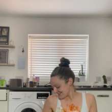 WAMfuns Messy Forfeits: Queen Peach Swimsuit Filling With Beans And Spaghetti