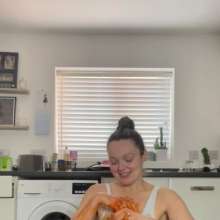 WAMfuns Messy Forfeits: Queen Peach Swimsuit Filling With Beans And Spaghetti