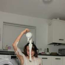 WAMfuns Messy Forfeits: Queen Peach White Gunge In Micro Bikini And Foam Pies