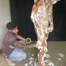 RevSlymsford: Rafa Initiates Naked Newbie Angelo With Pies, Slime Etc