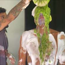 RevSlymsford: Rafa Initiates Naked Newbie Angelo With Pies, Slime Etc