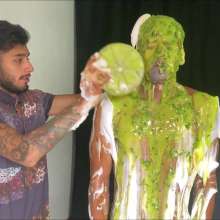 RevSlymsford: Rafa Initiates Naked Newbie Angelo With Pies, Slime Etc