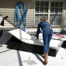 Tight and Wet Clothes: Sunbathing in Brand New Tight Levi's Jeans and Cowboy Boots
