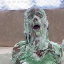 Anglefan: Vivi gets chunky green slimed and pied by her friends!