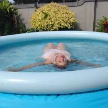 Darkabyss445: White Attire Gets Wet in the Pool
