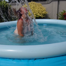 Darkabyss445: White Attire Gets Wet in the Pool