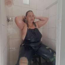 Darkabyss445: Denim Dungarees Wet and Messy