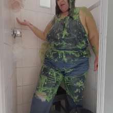 Darkabyss445: Denim Dungarees Wet and Messy