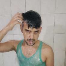 queeruy: Green Tank Top in Shower