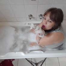 Darkabyss445: Grey Tank and Bikini Bubbly Bathtub Soak