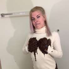 RevSlymsford: Kaydens Chocolate Turtleneck Trashing: Bare Body Coated Too