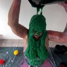 Darkabyss445: Maroon Dress Gunge Dare: Balloon Burst in Spike Heels