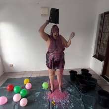 Darkabyss445: Maroon Dress Gunge Dare: Balloon Burst in Spike Heels