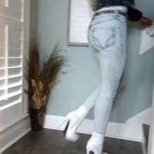 Tight and Wet Clothes: Skintight Blue Jean Leggings Shower