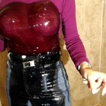 Tight and Wet Clothes: Tight Guess Denim Skirt and Boots Shower