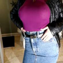 Tight and Wet Clothes: Tight Guess Denim Skirt and Boots Shower