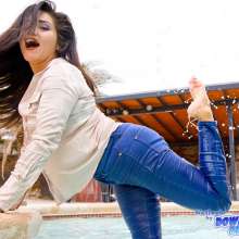 mudracer: Downloaddreams: Imani in Satin and Denim in the pool