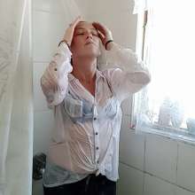 Thefetishgirl: White Blouse Shower Play