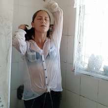 Thefetishgirl: White Blouse Shower Play