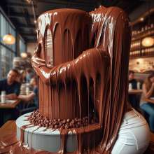 splathair2020: AI Messy Women and Chocolate Cake