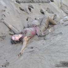 DungeonMasterOne: Maude gives herself to the mud in a gorgeous pink bridesmaid's gown!
