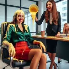Messy Irina: 'Let your lady boss have some custard day!'