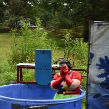 JD and Messy Andi: Spreading some positivity with a dunked clown :)