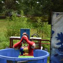 JD and Messy Andi: Spreading some positivity with a dunked clown :)