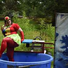 JD and Messy Andi: Spreading some positivity with a dunked clown :)