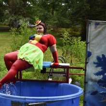 JD and Messy Andi: Spreading some positivity with a dunked clown :)