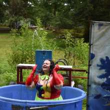 JD and Messy Andi: Spreading some positivity with a dunked clown :)