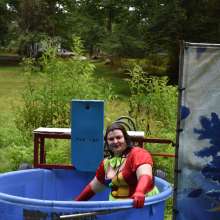 JD and Messy Andi: Spreading some positivity with a dunked clown :)