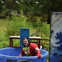 JD and Messy Andi: Spreading some positivity with a dunked clown :)