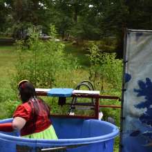 JD and Messy Andi: Spreading some positivity with a dunked clown :)